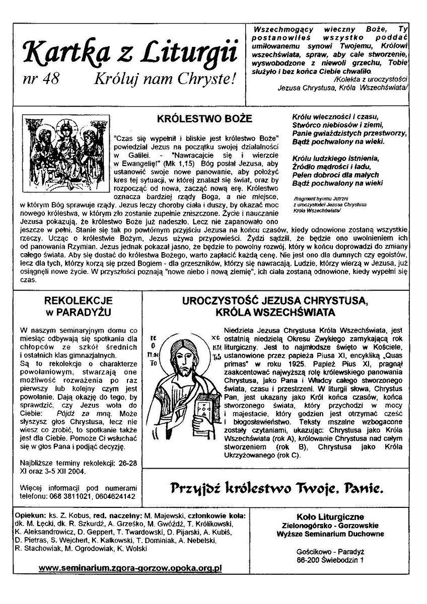 48- Kartka z liturgii – Królestwo Boże